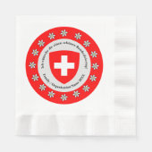 Serviette En Papier Jour national suisse Drapeau Edelweiss (Devant)