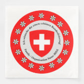 Serviette En Papier Jour national suisse Drapeau Edelweiss (Devant)