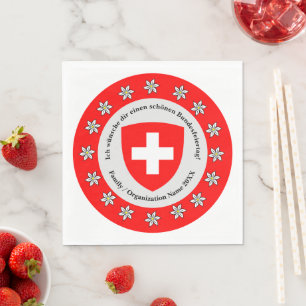 Serviette En Papier Jour national suisse Drapeau Edelweiss