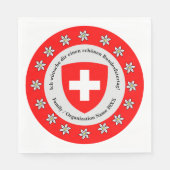 Serviette En Papier Jour national suisse Drapeau Edelweiss (Devant)