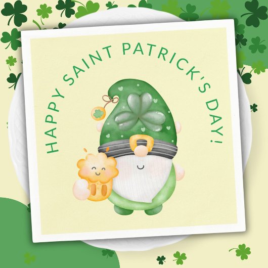 Serviette En Papier Jour Saint-Patricks de Gnome mignonne Bonne fête