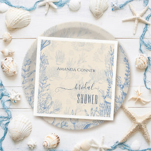 Serviette En Papier Journée de douche nuptiale thème océan toile bleue