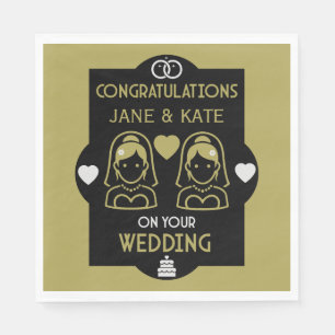 Serviette En Papier Journée de mariage des filles gays