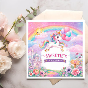 Serviette En Papier Journée Magique Licorne et Anniversaire Arc-en-cie