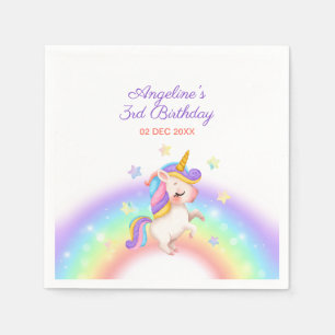 Serviette En Papier Journée magique licorne étoiles arc-en-ciel annive