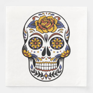 Serviette En Papier Journée Rose du crâne de sucre mexicain des mort