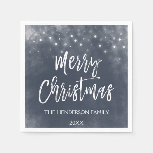 Serviette En Papier Jours de Noël bleu et blanc (Devant)