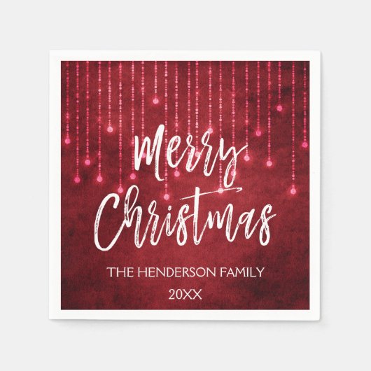 Serviette En Papier Jours de Noël rouge et blanc (Devant)