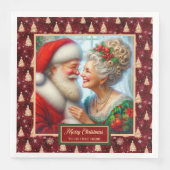 Serviette En Papier Jours de vacances Napkins Rouge Gold Green Claus D (Devant)