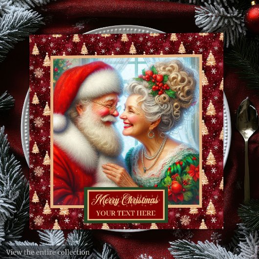 Serviette En Papier Jours de vacances Napkins Rouge Gold Green Claus D