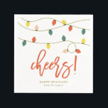 Serviette En Papier Jours fériés de Noël<br><div class="desc">Serviettes de vacances amusantes et festives avec lumières de Noël rétro avec motif à rayures. Parfait pour des fêtes colorées ! D'autres couleurs sont disponibles</div>