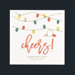 Serviette En Papier Jours fériés de Noël<br><div class="desc">Serviettes de vacances amusantes et festives avec lumières de Noël rétro avec motif à rayures. Parfait pour des fêtes colorées ! D'autres couleurs sont disponibles</div>