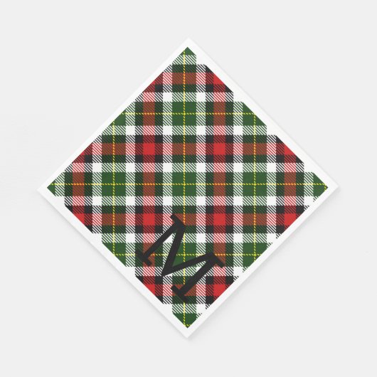 Serviette En Papier Jours fériés Noël Plantée Famille Monogramme initi (Coin)