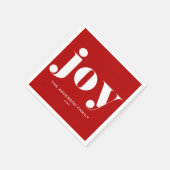 Serviette En Papier JOY Bold Typographie moderne Noël rouge (Coin)
