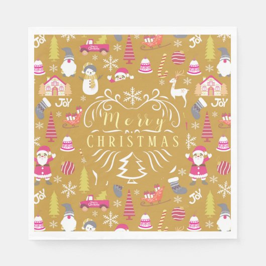Serviette En Papier Joy Christmas Gold (Devant)