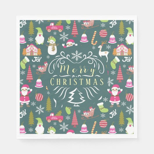 Serviette En Papier Joy Christmas Green (Devant)
