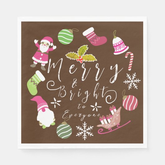 Serviette En Papier Joy Noël Brown (Devant)