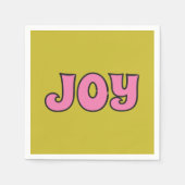 Serviette En Papier Joy Pink et Lime Green Retro Noël (Devant)