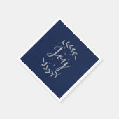 Serviette En Papier JOY Silver Blue Botanique Feuille Moderne Vacances (Coin)