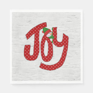 Serviette En Papier Joy Snowman sur White Birch