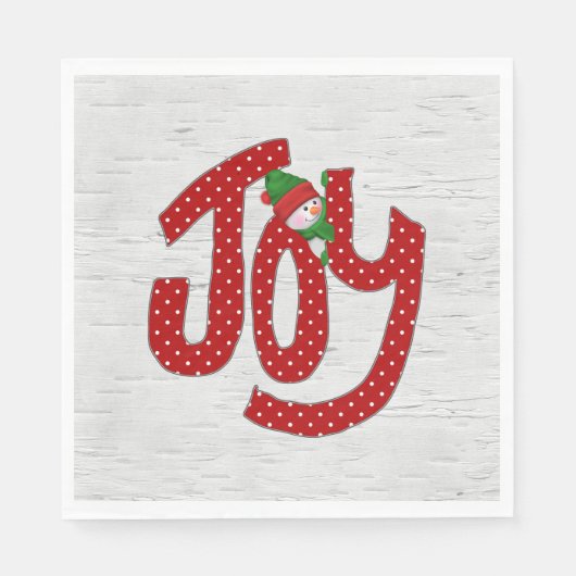 Serviette En Papier Joy Snowman sur White Birch (Devant)