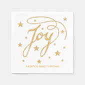 Serviette En Papier JOY Text Faux Gold Parties scintillant Look & Cust (Devant)