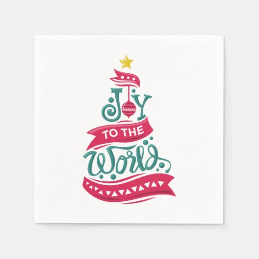 Serviette En Papier Joy to the World Christmas Citation Typographie (Devant)