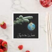 Serviette En Papier Joy to the World Christmas World Globe Ornament (En situation)