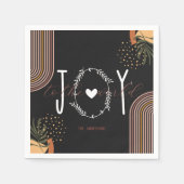 Serviette En Papier Joy to the World Modern Boho Noël (Devant)