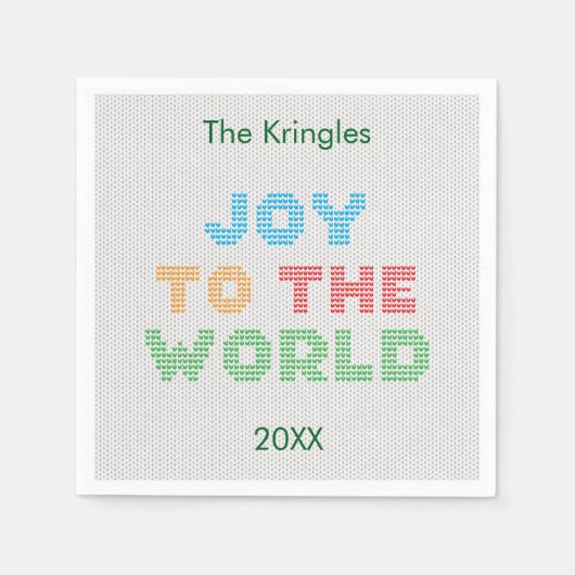 Serviette En Papier Joy To The World Typographie Sweater (Devant)