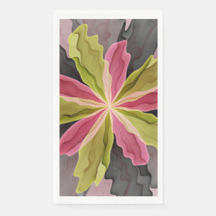 Serviette En Papier Joy, Vert rose Anthracite Imaginaire Fleur Fractal