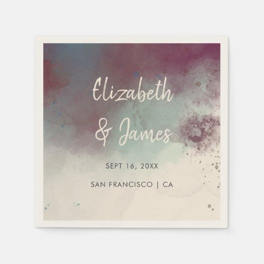 Serviette En Papier Joyau d'aquarelle moderne tons Boho Mariage (Devant)