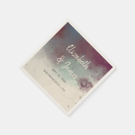 Serviette En Papier Joyau d'aquarelle moderne tons Boho Mariage (Coin)