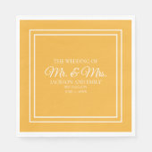 Serviette En Papier Joyau moderne Tone moutarde Jaune Mariage blanc (Devant)