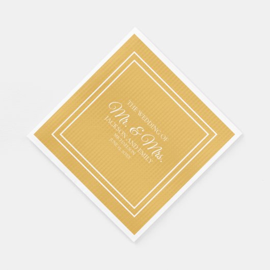 Serviette En Papier Joyau moderne Tone moutarde Jaune Mariage blanc (Coin)