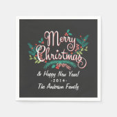 SERVIETTE EN PAPIER JOYE CHRISTMAS CHALKBOARD HOLLY ET BRANCHES (Devant)