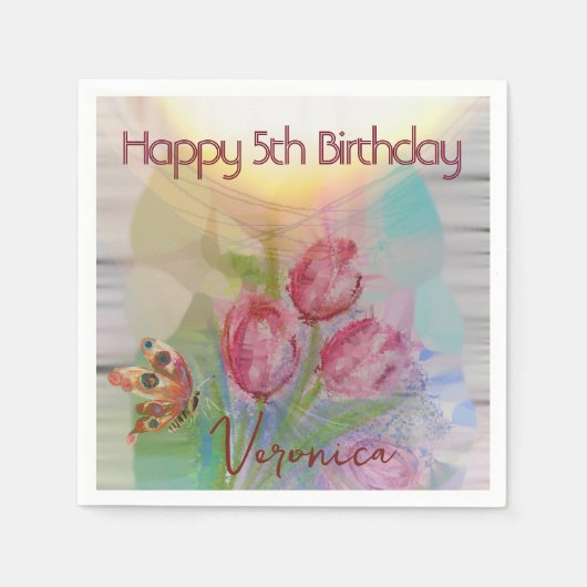 Serviette En Papier Joyeuse 5ème fille serviettes d'anniversaire avec  (Devant)
