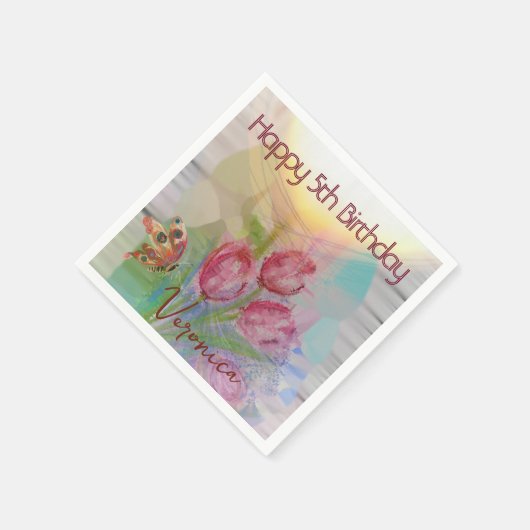 Serviette En Papier Joyeuse 5ème fille serviettes d'anniversaire avec (Coin)