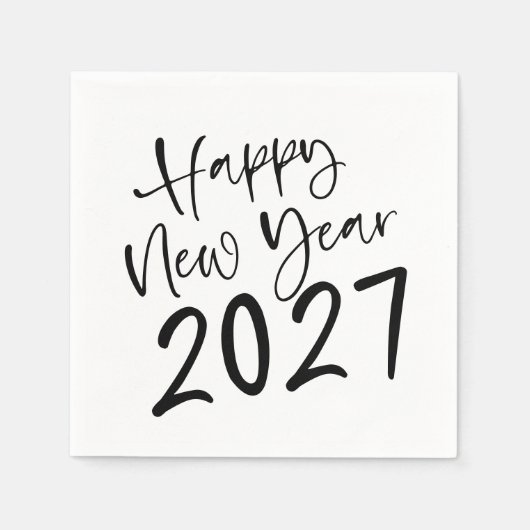 Serviette En Papier Joyeuse Année 2027 Script (Devant)