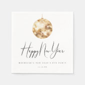 Serviette En Papier Joyeuse année boule disco or (Devant)
