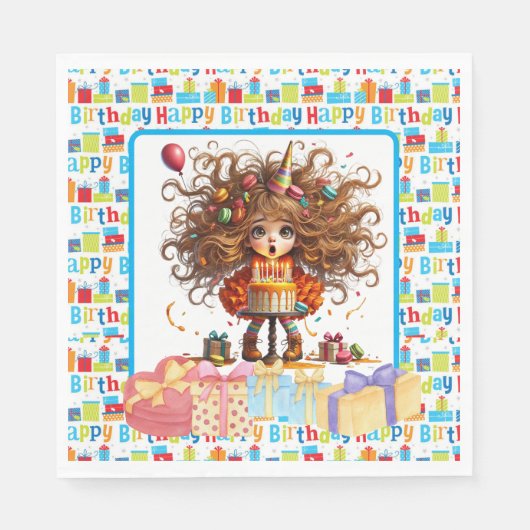 Serviette En Papier Joyeuse Anniversaire Fille (Devant)