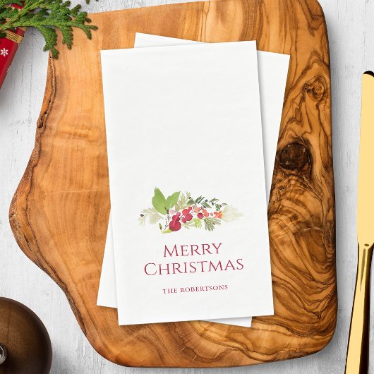 Serviette En Papier Joyeuse aquarelle Noël Holly Berry