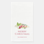 Serviette En Papier Joyeuse aquarelle Noël Holly Berry (Devant)