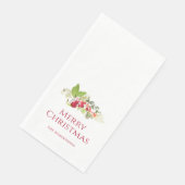 Serviette En Papier Joyeuse aquarelle Noël Holly Berry (Coin)