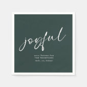 Serviette En Papier Joyeuse calligraphie Joyeux Noël vert (Devant)