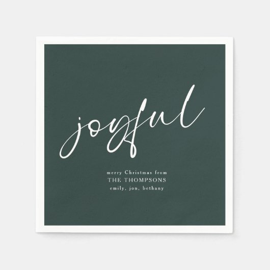 Serviette En Papier Joyeuse calligraphie Joyeux Noël vert (Devant)