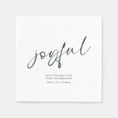 Serviette En Papier Joyeuse calligraphie verte Joyeux Noël (Devant)