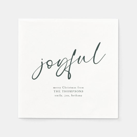 Serviette En Papier Joyeuse calligraphie verte Joyeux Noël (Devant)
