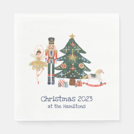 Serviette En Papier Joyeuse carte de Noël avec personnages Nutcracker (Devant)