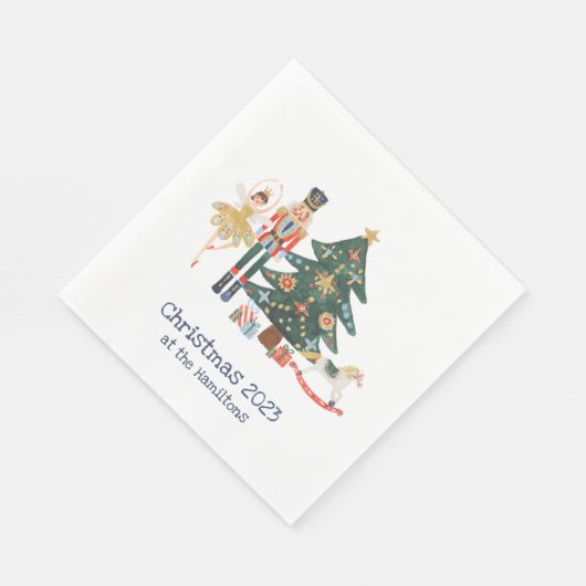 Serviette En Papier Joyeuse carte de Noël avec personnages Nutcracker (Coin)